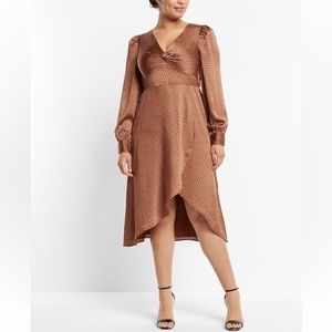 Polka Dot Twist Front Hi-Lo Midi Dress